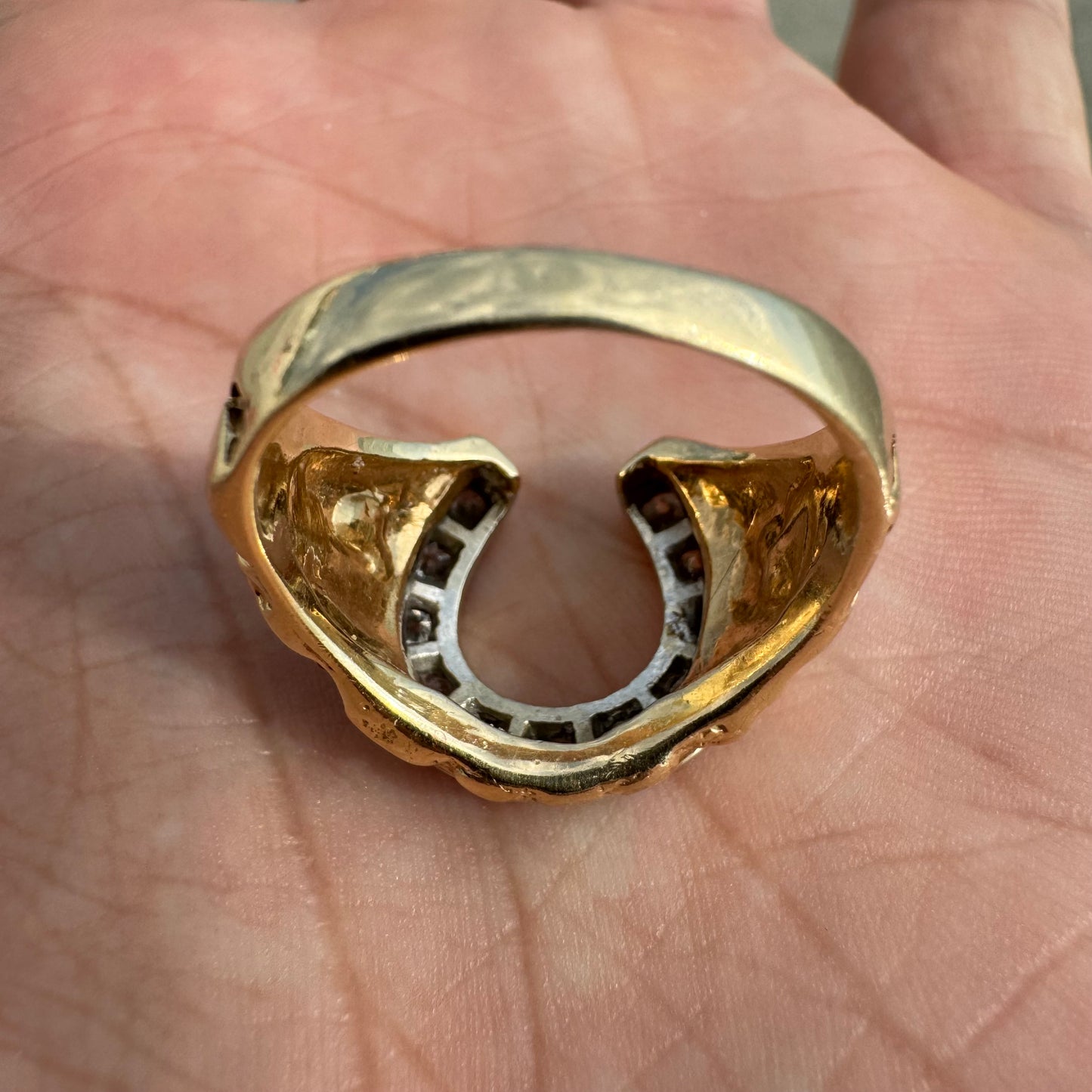 1980’s 14k Gold .77CTW Natural Diamond Horseshoe Nugget Ring (10)