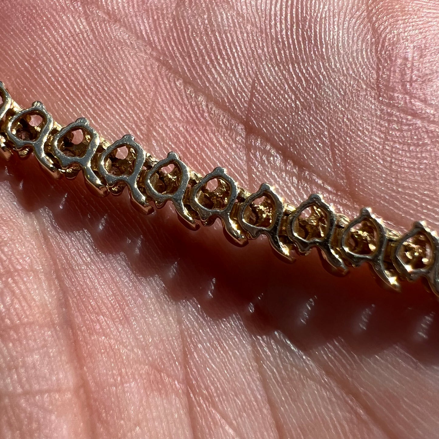 Vintage 14k Yellow Gold Heavyweight 2.0CTW Natural Diamond S-Link Tennis Bracelet (7.35”)