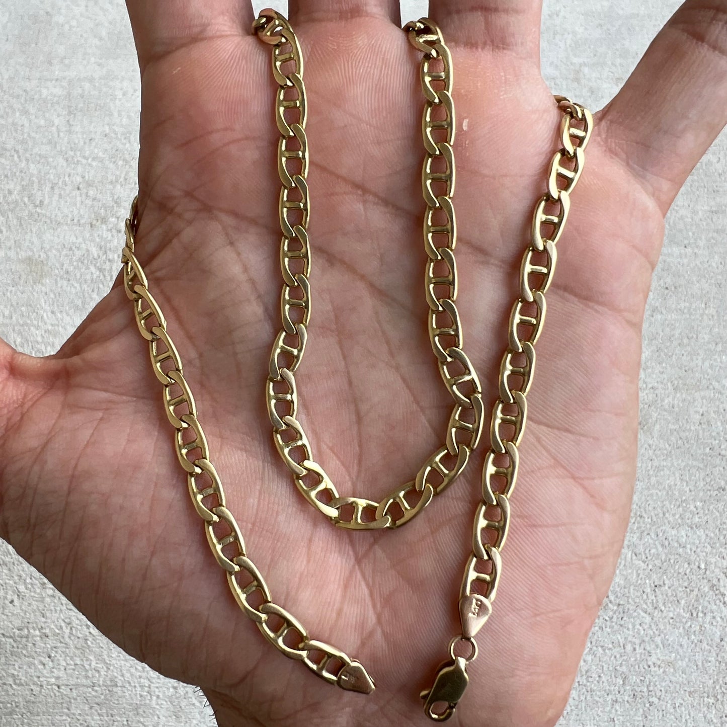 1970’s Solid 14k Yellow Gold OG Classic Style Mariner Link Necklace (18.5”)