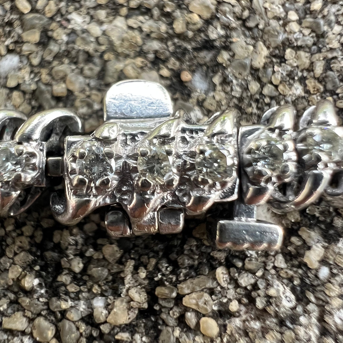 High End 14k White Gold 1.0CTW Natural Diamond Heavyweight S-Link Tennis Bracelet (7.25”)