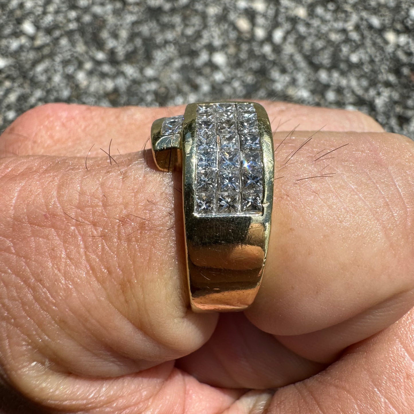 Vintage 18k Yellow Gold Custom Made 3.25CTW Princess Cut VS Diamond Ring (8.5)
