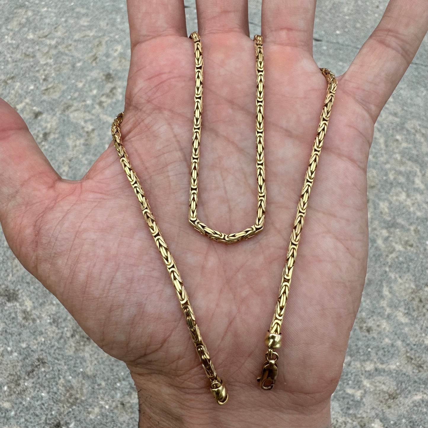 1990’s Solid 14k Yellow Gold Byzantine Link Necklace (18.25”)