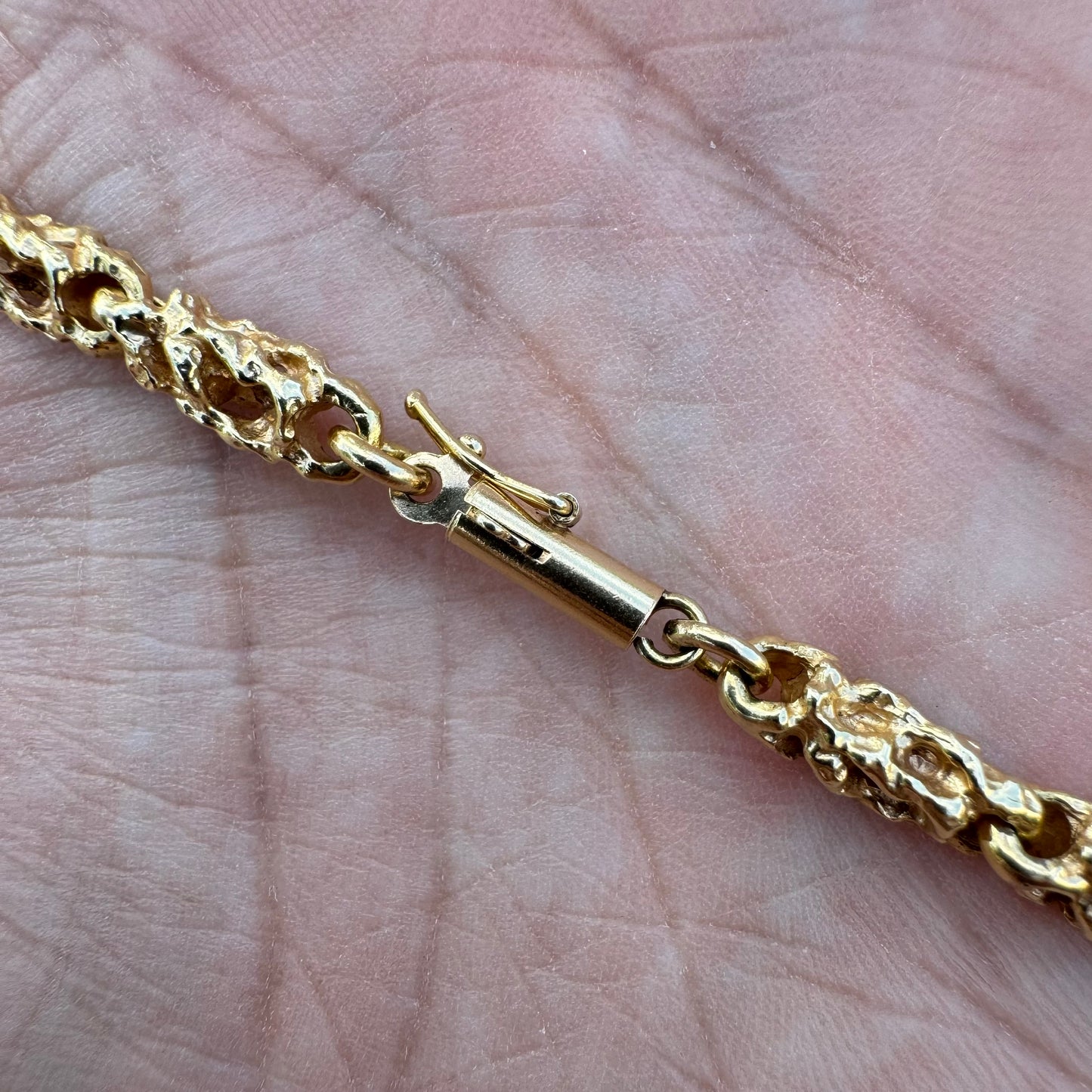 1970’s Solid 14k Yellow Gold Heavyweight Nugget Link Necklace (20.25”)