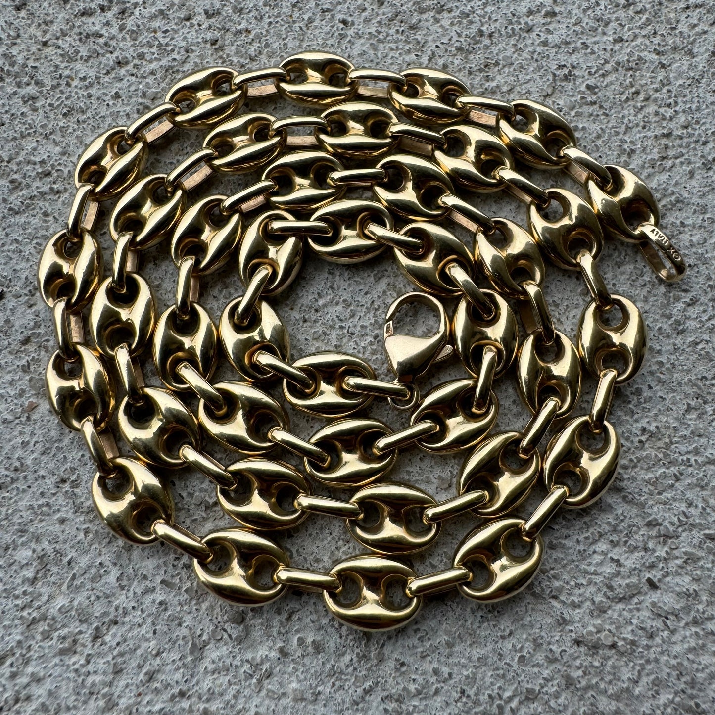 Vintage 14k Yellow Gold Italian Puffed Gucci Link Necklace (21”)