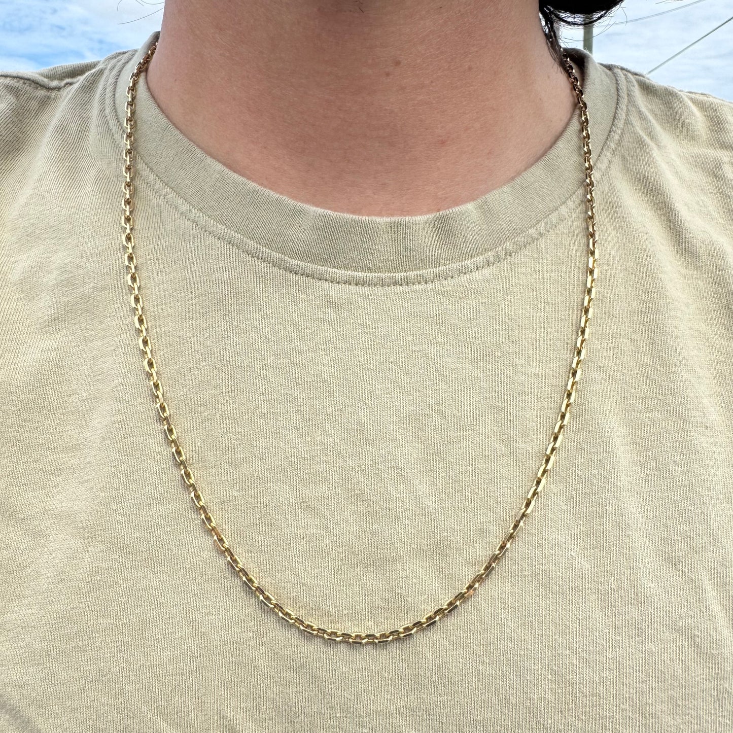 Solid 14k Yellow Gold Knife Edged “Biker Chain” Anchor Link Necklace (24”)