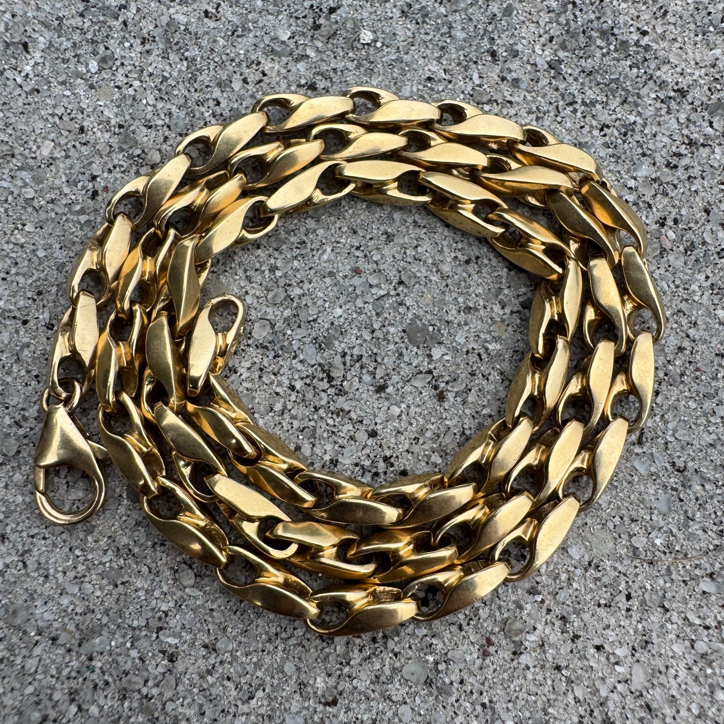 Vintage 14k Yellow Gold Solid Puffed Gucci Twisted Mariner Link Necklace (19”)