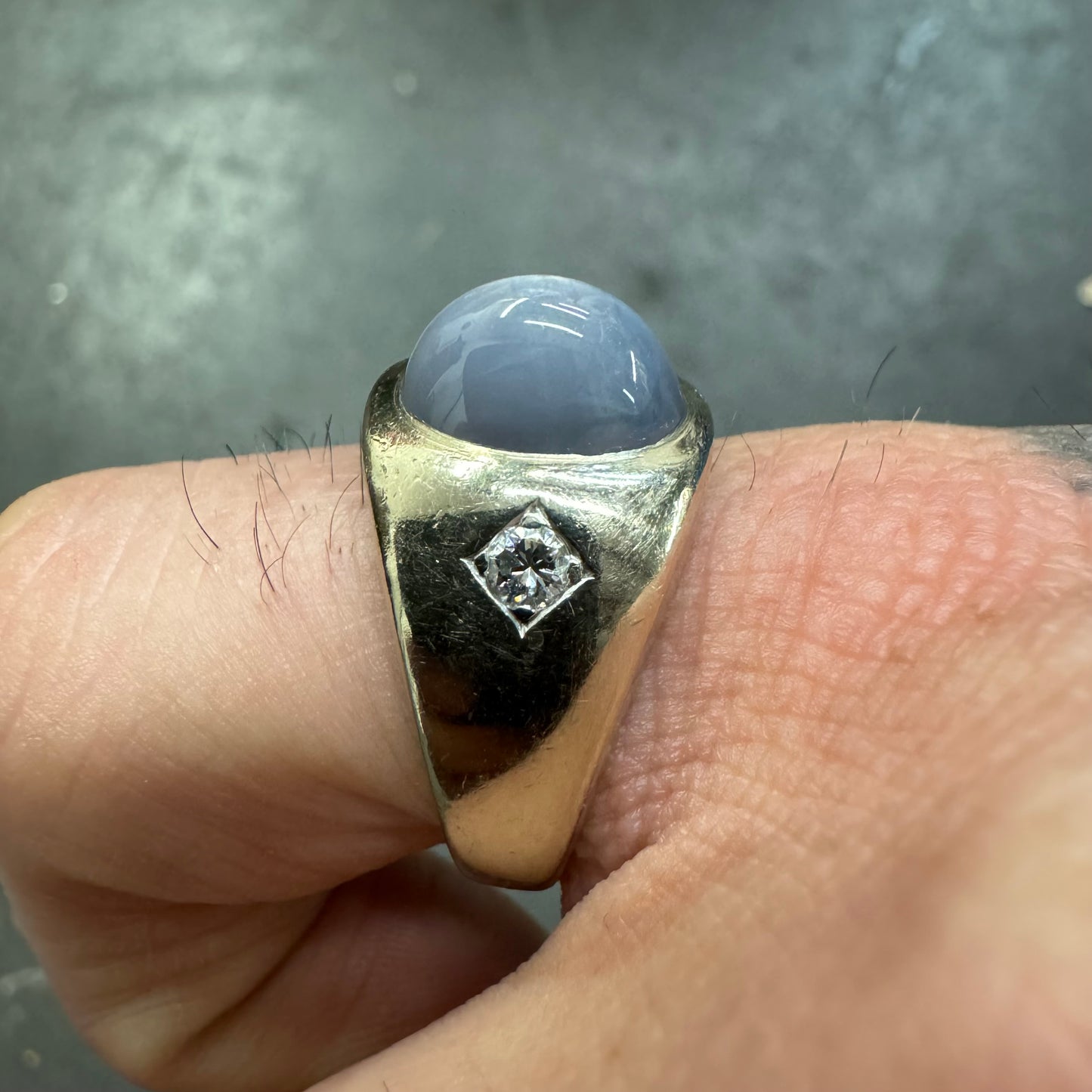 Vintage 14k White Gold Natural 3.00CT Star Sapphire .20CTW Diamond Trilogy Ring (8)