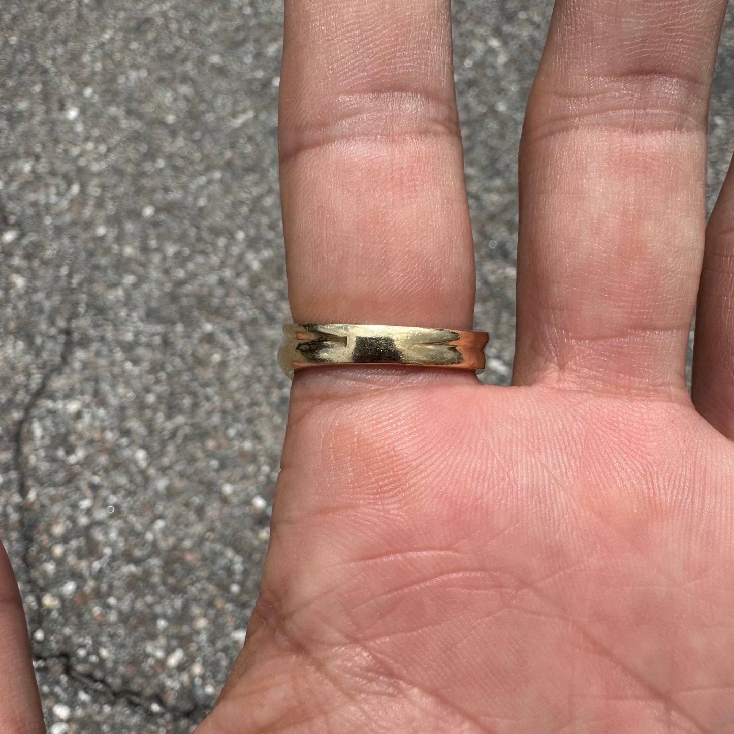 1980’s Solid 14k Yellow Golf Heavyweight Texas Nugget Ring (9.5)