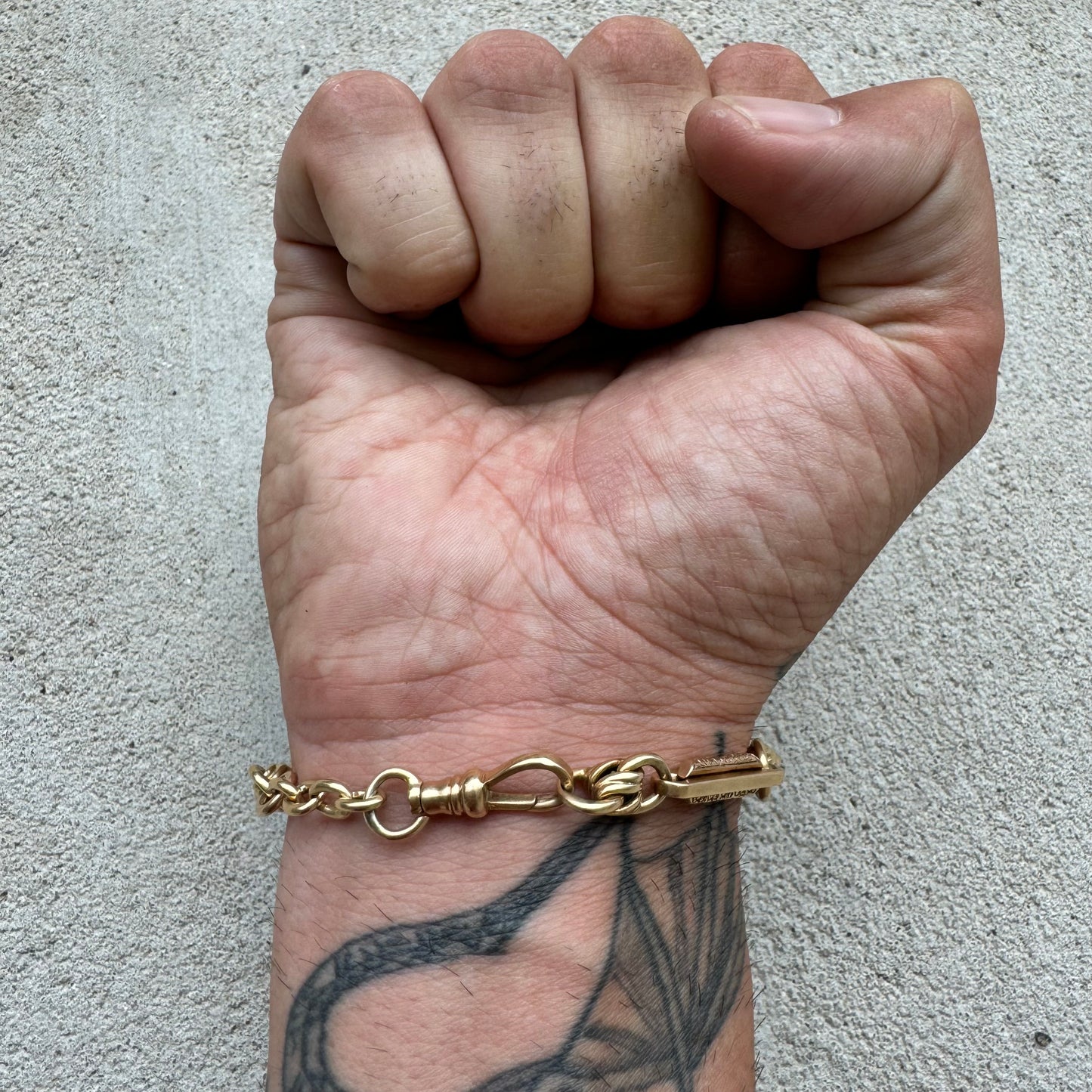 Victorian Solid 14k Gold Fancy Link Watch Chain Bracelet (8.5”)