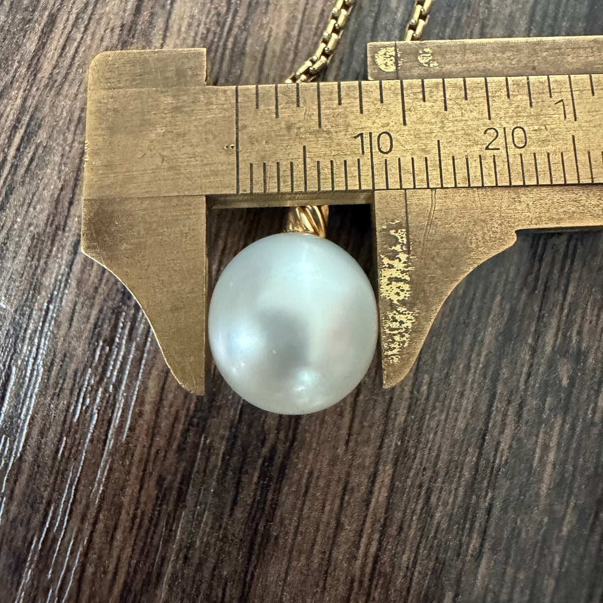 David Yurman Solid 18k Yellow Gold Box Chain Necklace Large Freshwater Pearl Pendant Set (16”)