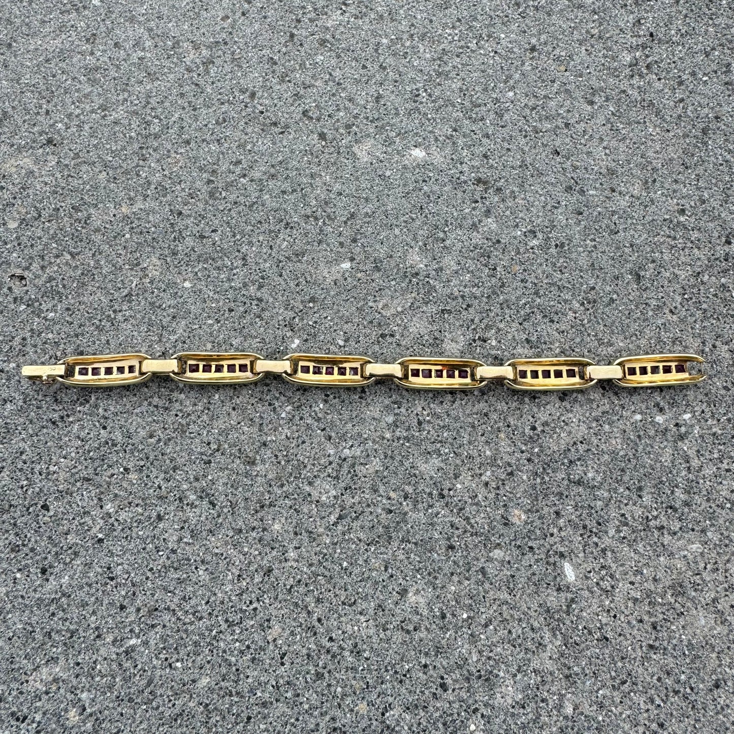 Vintage Custom Solid 18k Yellow Gold 3.0ctw Natural Ruby 1.0ctw Natural Diamond Bracelet (7”)