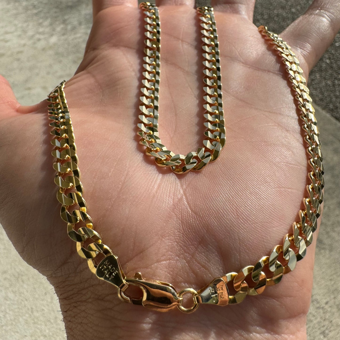 Brand New Solid 14k Yellow Gold Cuban Curb Link Necklace (20”)