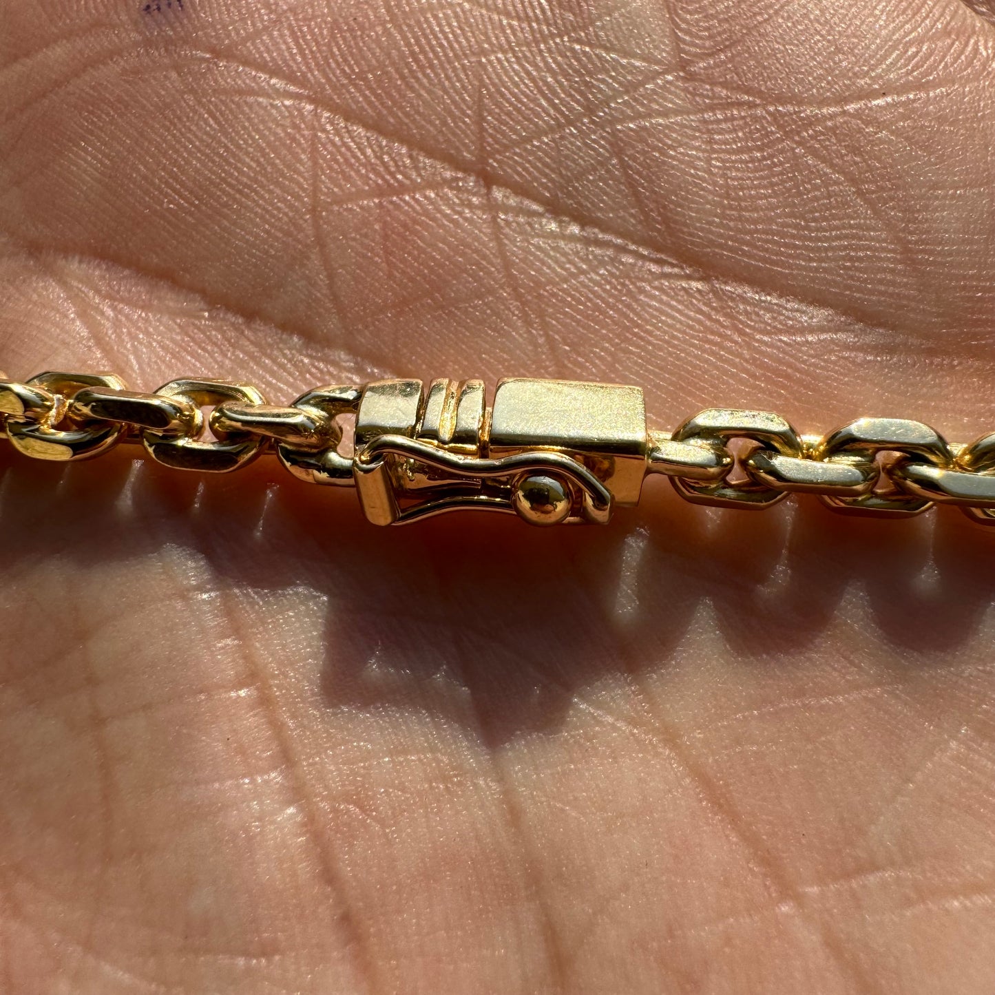 Brand New Solid 18k Gold Handmade “Biker Chain” Anchor Link Necklace (22”)