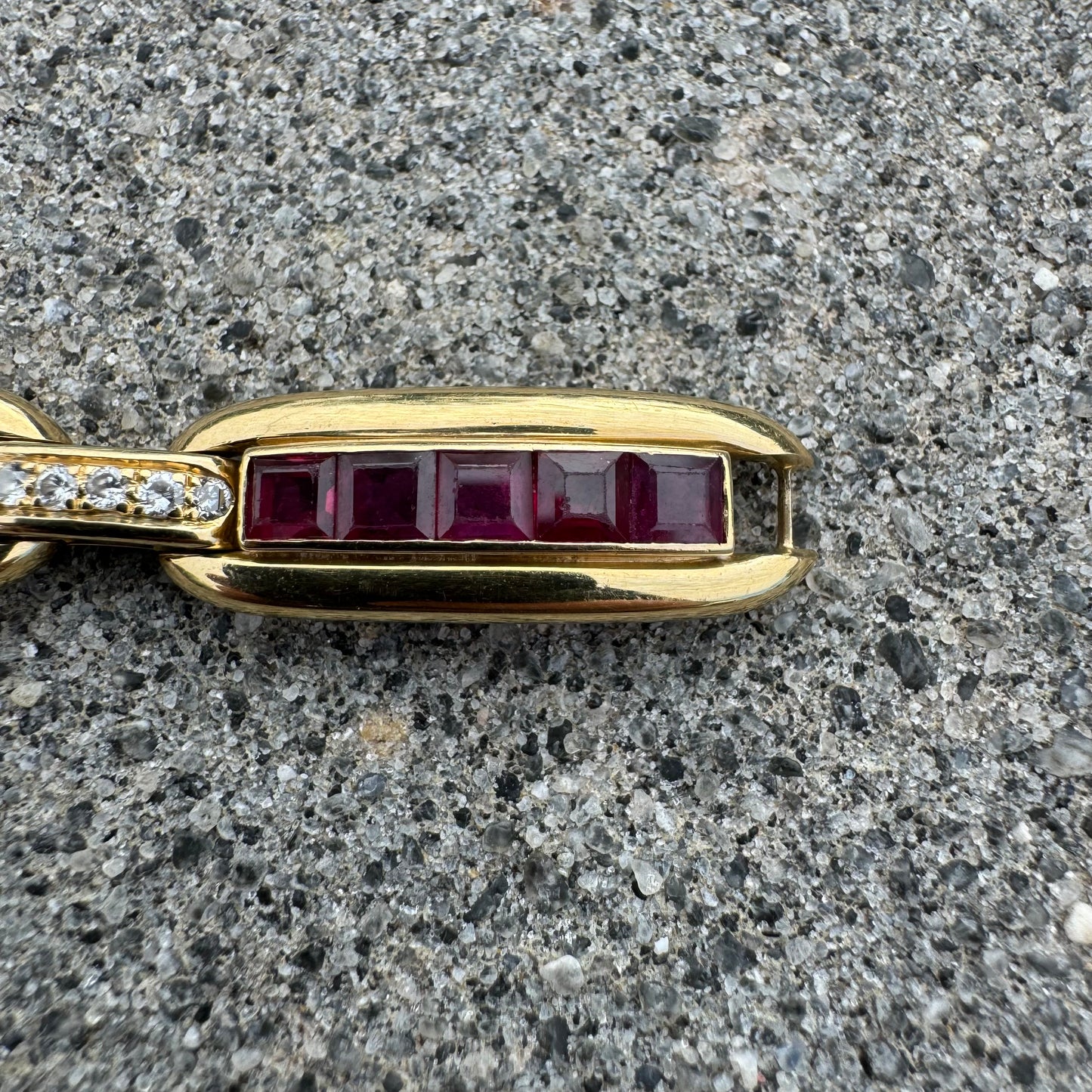 Vintage Custom Solid 18k Yellow Gold 3.0ctw Natural Ruby 1.0ctw Natural Diamond Bracelet (7”)