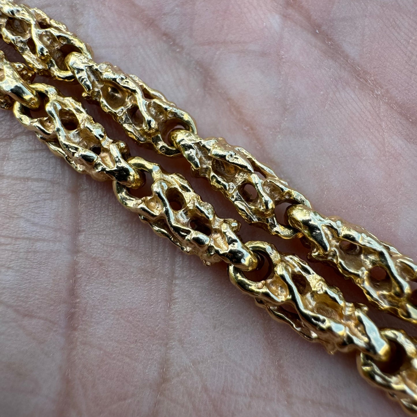 1970’s Solid 14k Yellow Gold Heavyweight Nugget Link Necklace (20.25”)