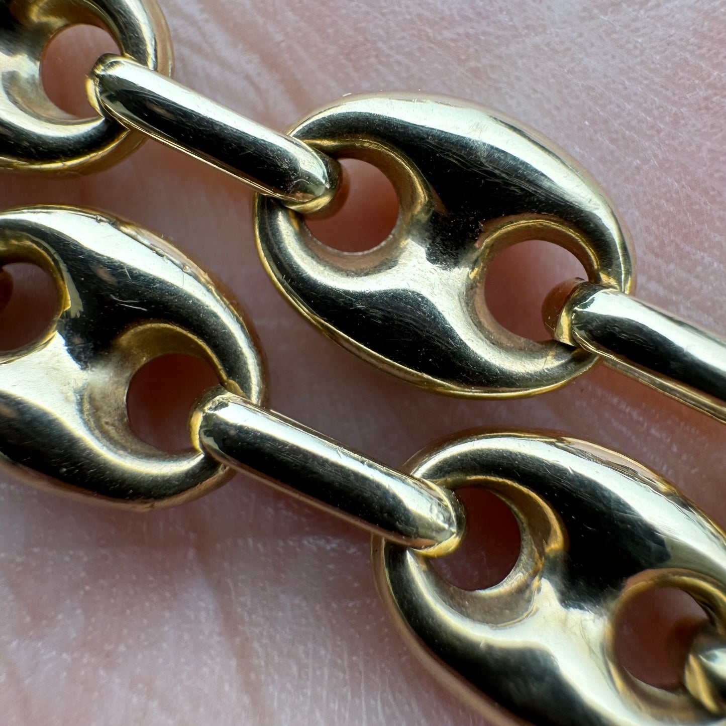 Vintage 14k Yellow Gold Italian Puffed Gucci Link Necklace (21”)