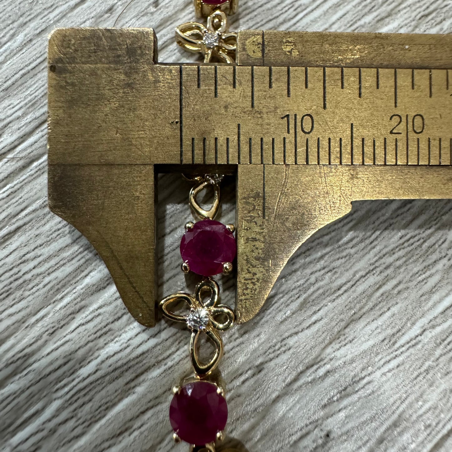 Brand New 14k Yellow Gold 3.79ctw Natural Burmese Ruby .32ctw Natural VS Diamond Butterfly Bracelet (7”)