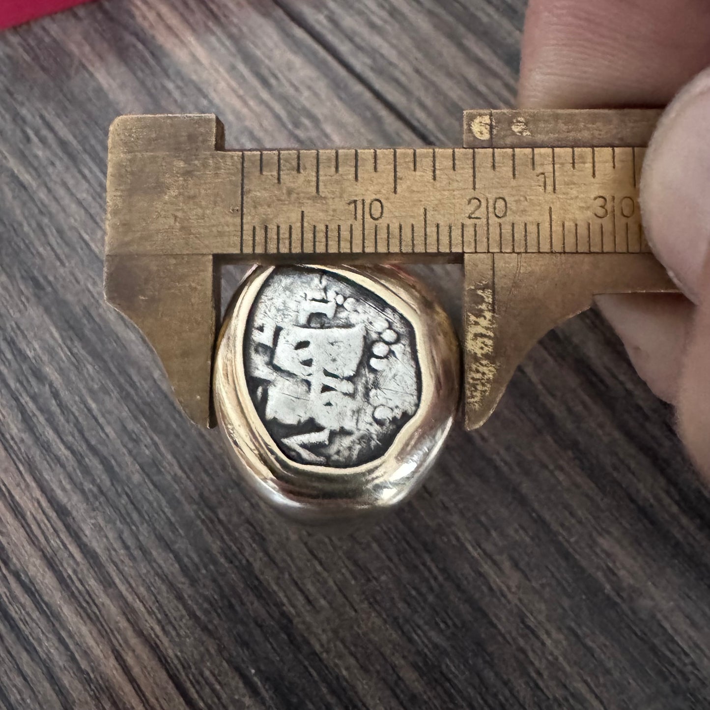 1670’s Spanish Cob 14k Yellow Gold Coin Ring (11.5)