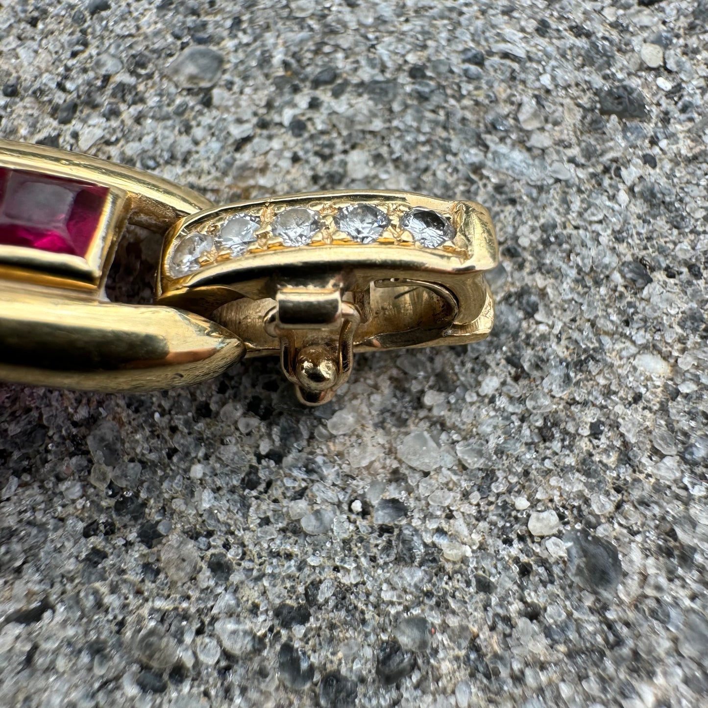 Vintage Custom Solid 18k Yellow Gold 3.0ctw Natural Ruby 1.0ctw Natural Diamond Bracelet (7”)
