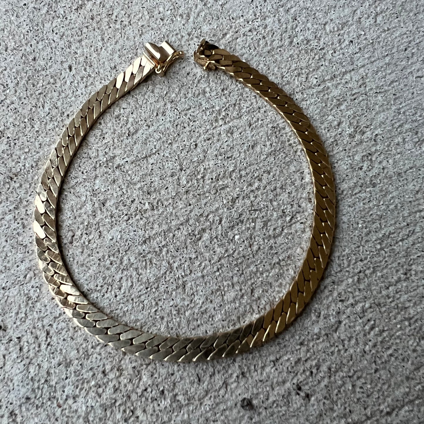 Mid 1960’s-Early 70’s Solid 14k Yellow Gold Cuban Link Herringbone Bracelet (8.25”)