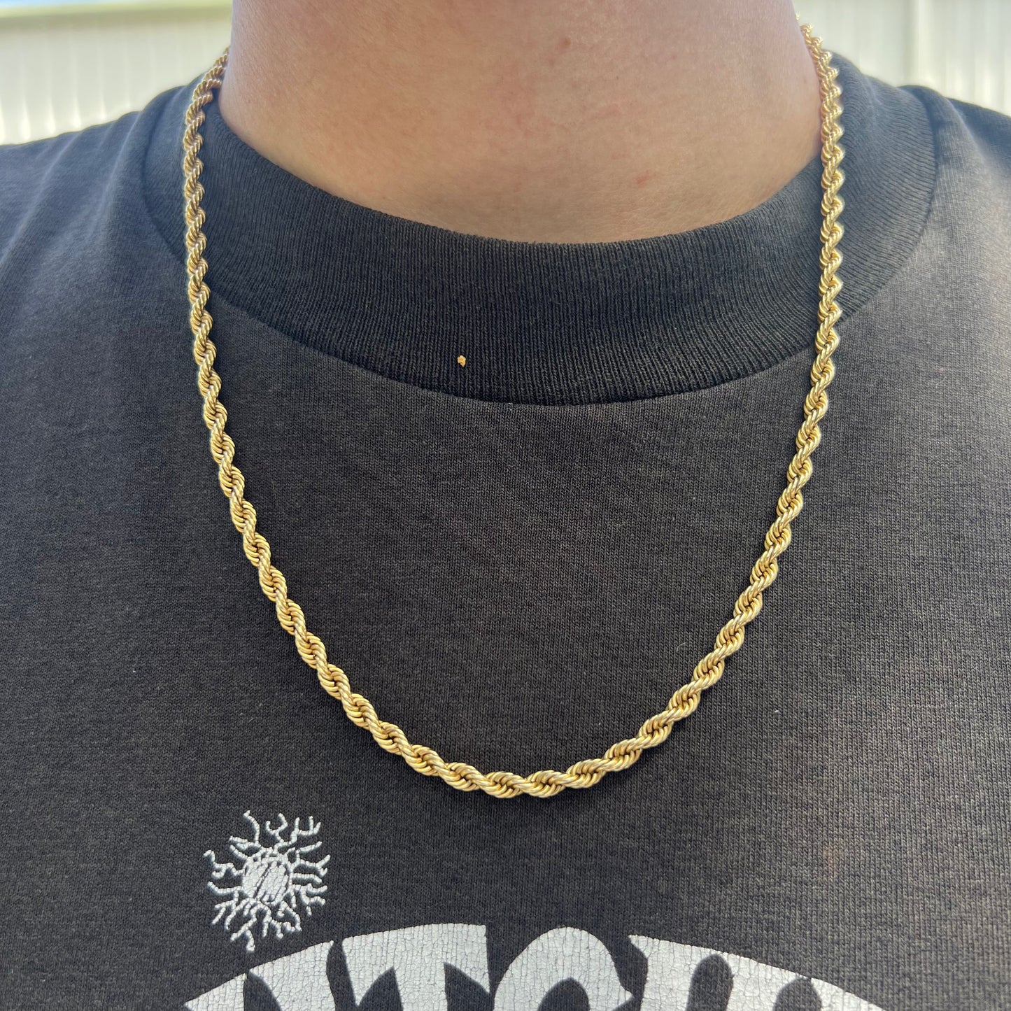 1970’s Solid 14k Yellow Gold Classic Rope Chain Necklace (21.5”)