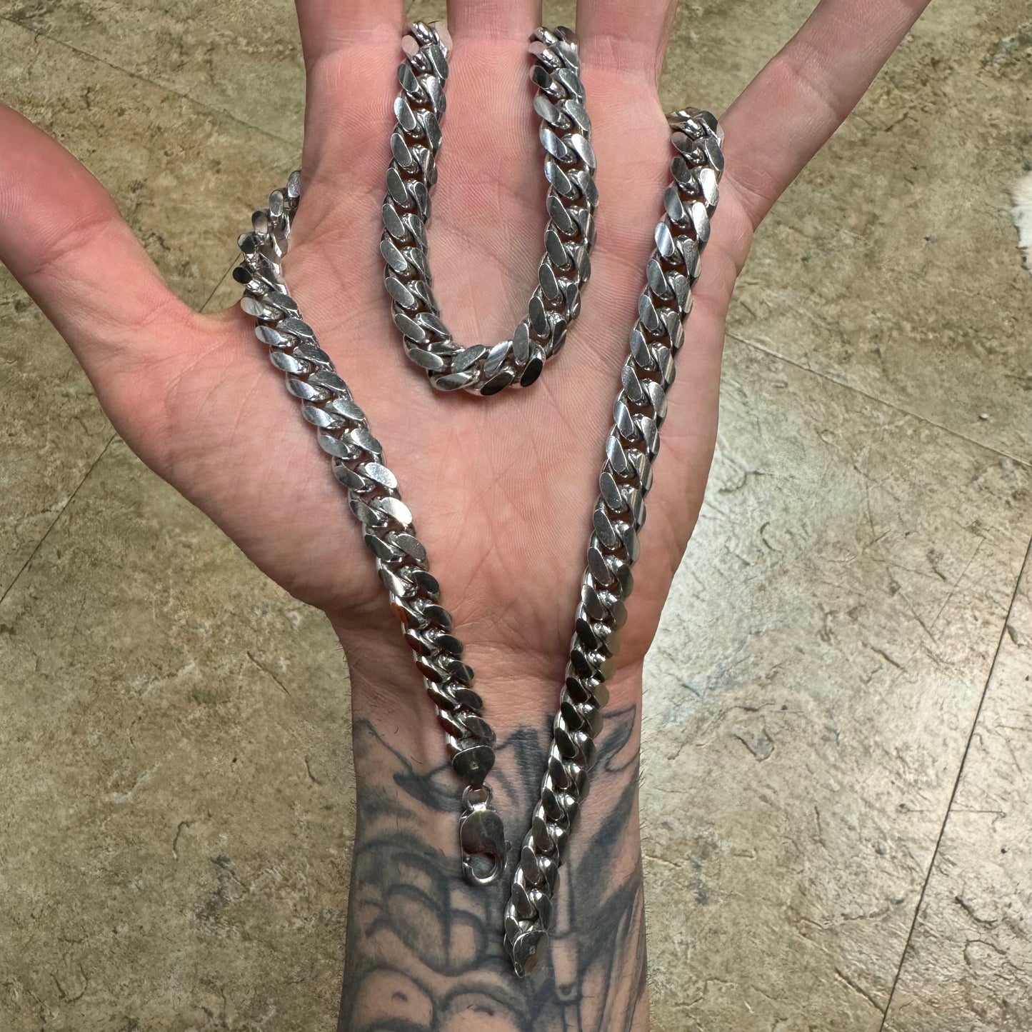 Vintage Solid Italian Sterling/.925 Super Heavyweight Miami Cuban Link Necklace (22”)