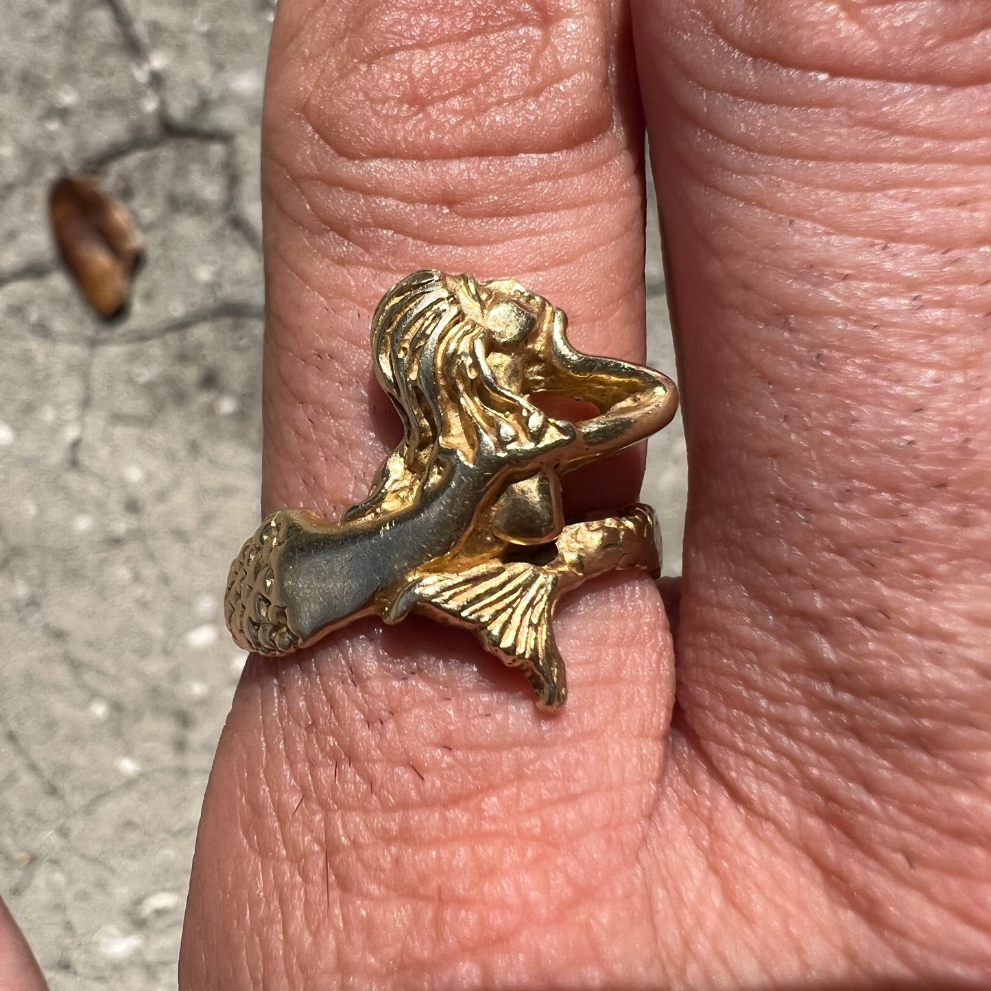 Art Deco 1920’s Era Solid 14k Yellow Gold Mermaid Ring (11)