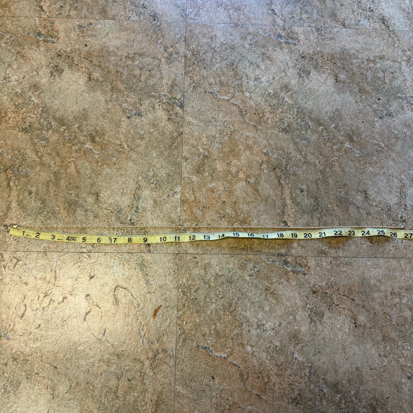 Vintage Solid 14k Yellow Gold Long Rope Chain Necklace (26.5”)