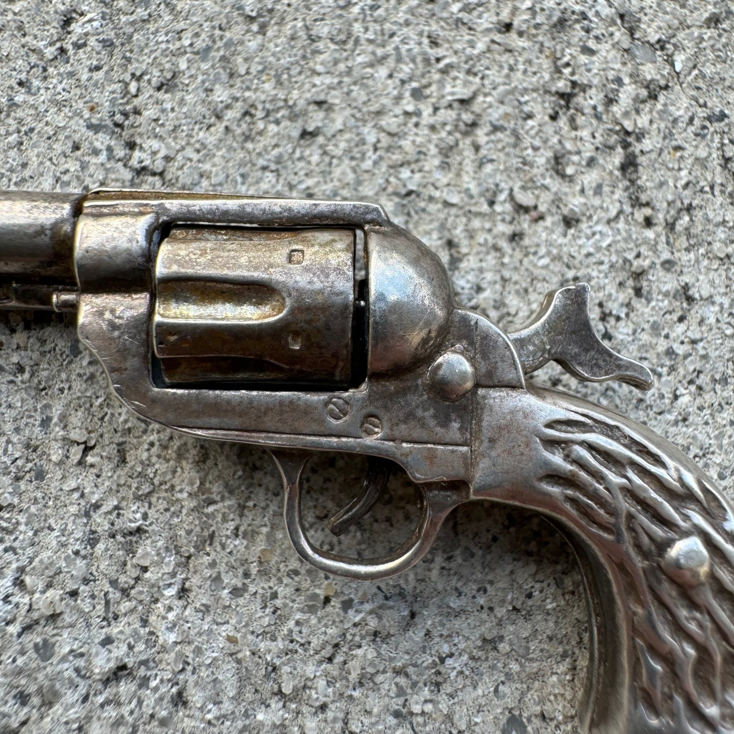 1970’s/80’s Solid Sterling Silver Functionally Articulating Scale Model 1881 Colt Frontier Six Shooter Pistol Pendant