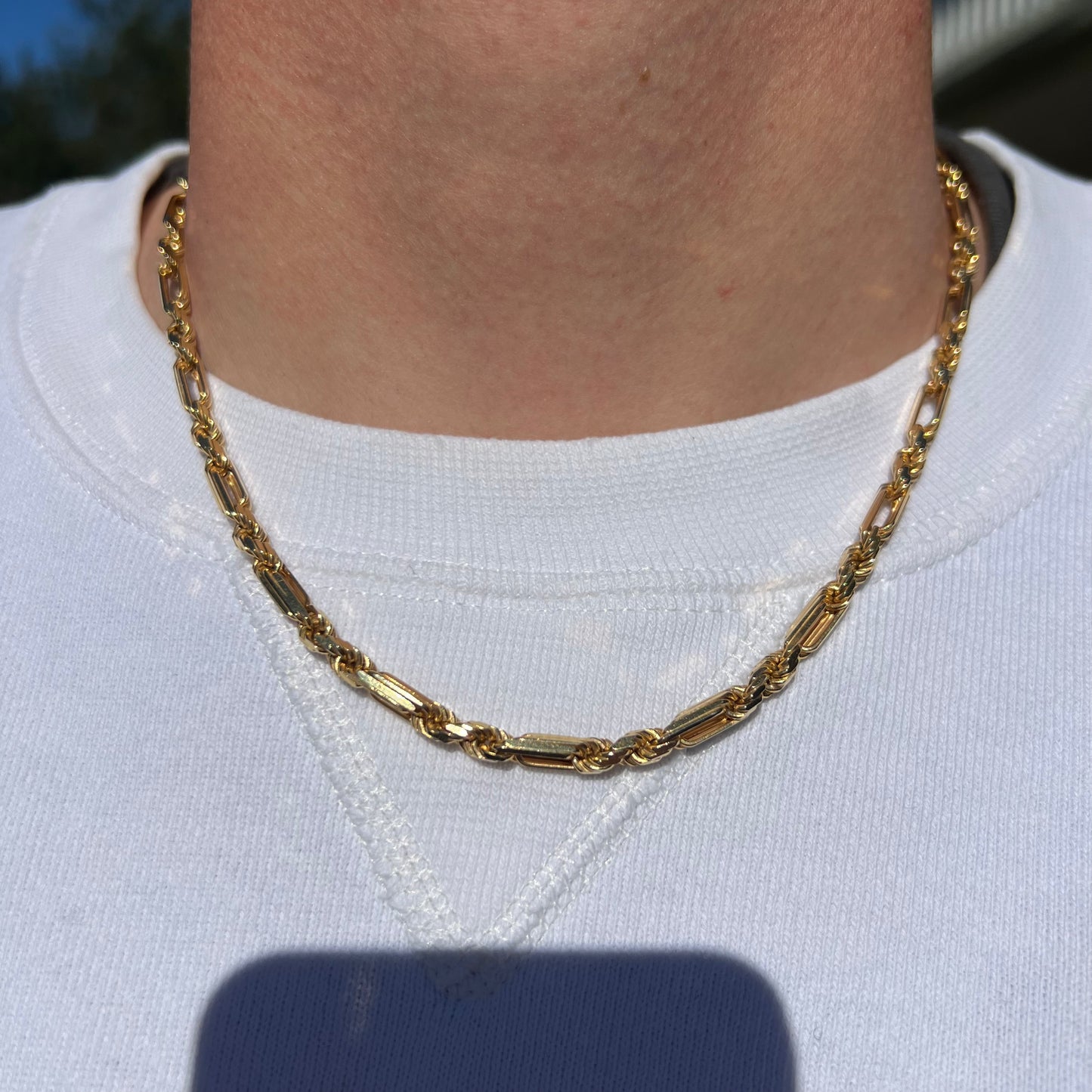 Vintage Solid 14k Yellow Gold High End Italian Designer Diamondcut Milano Rope Chain (18.5”)