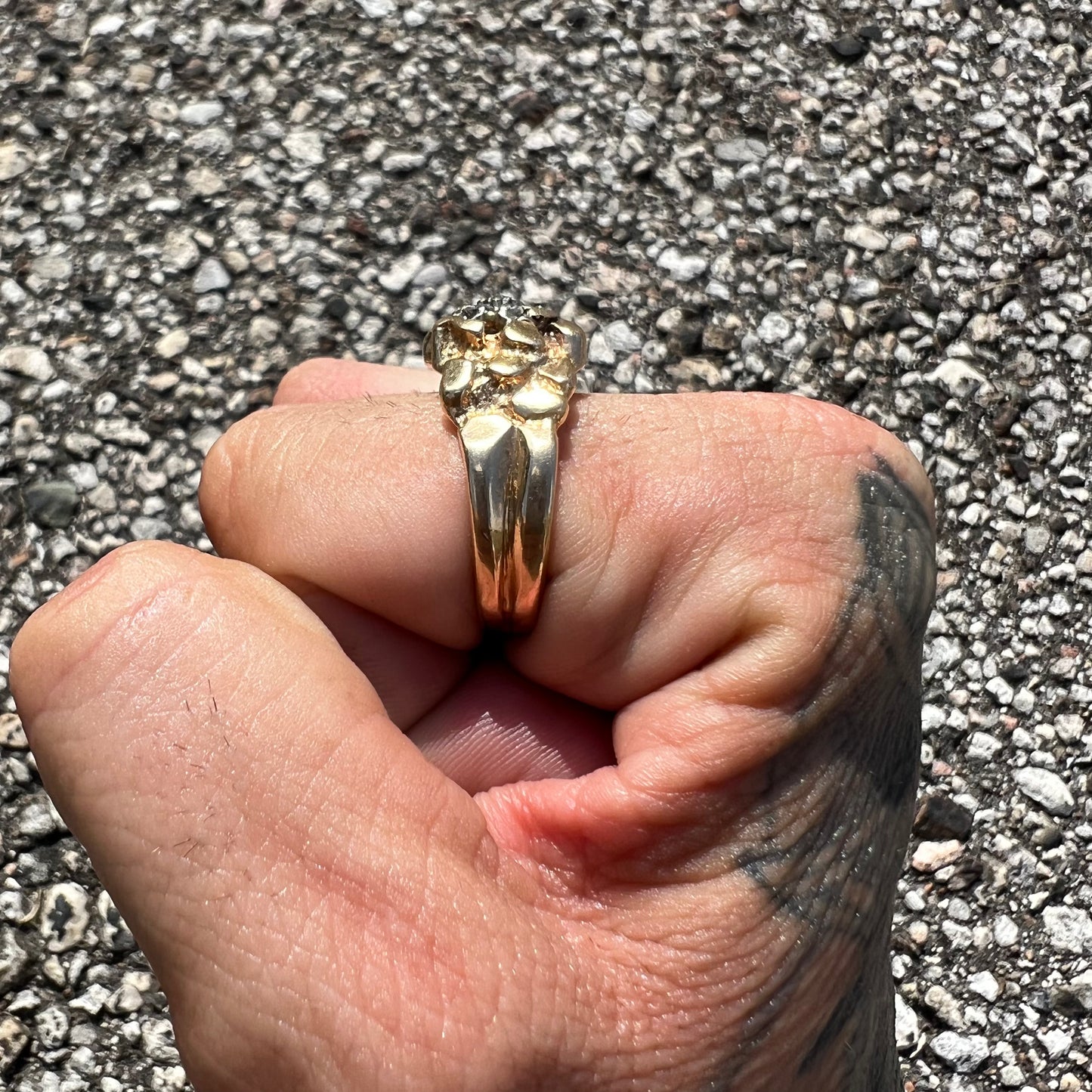 1970’s 14k Kentucky Cluster Diamond Nugget Ring (13)
