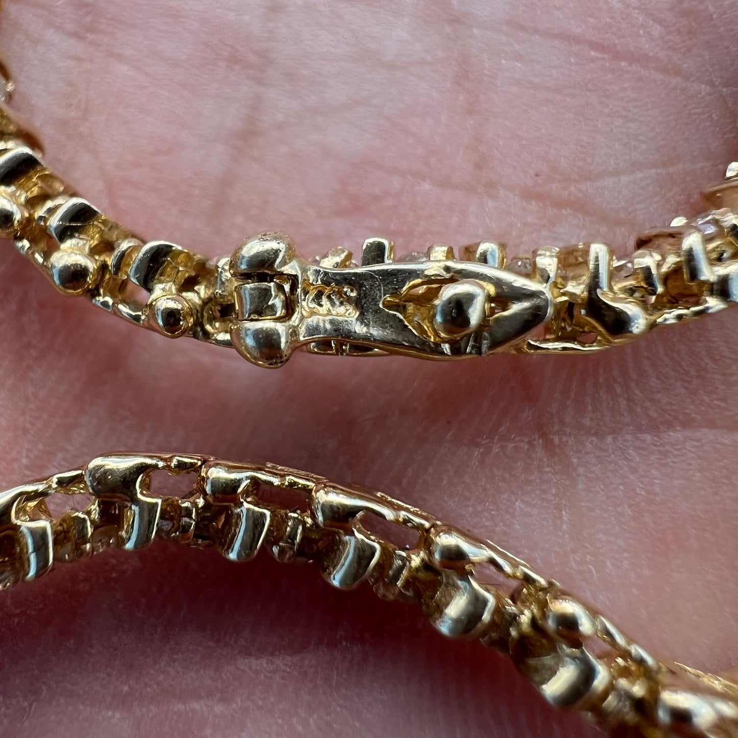 Vintage 14k Yellow Gold 2.0CTW Natural Diamond S-Link Tennis Bracelet (7”)