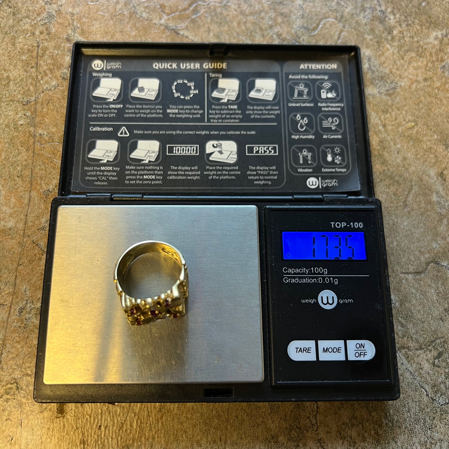 Vintage 14k Yellow Gold Natural Diamond And Ruby Heavyweight Custom Nugget Ring (12.5)
