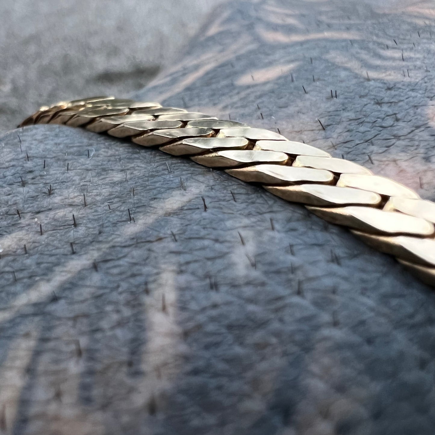 Mid 1960’s-Early 70’s Solid 14k Yellow Gold Cuban Link Herringbone Bracelet (8.25”)