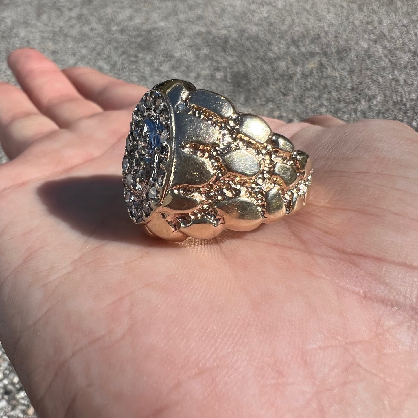 1980’s 10k Yellow Gold 3.0CTW Natural Diamond Cluster Nugget Ring (12)