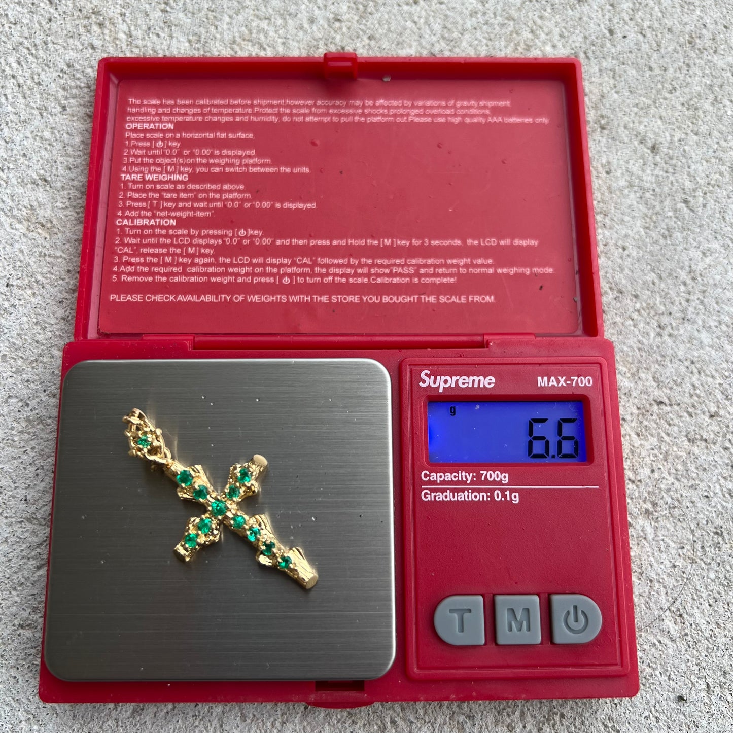 Vintage Custom Made Solid 18k Yellow Gold Colombian Emerald Encrusted Brutalist Cross Pendant