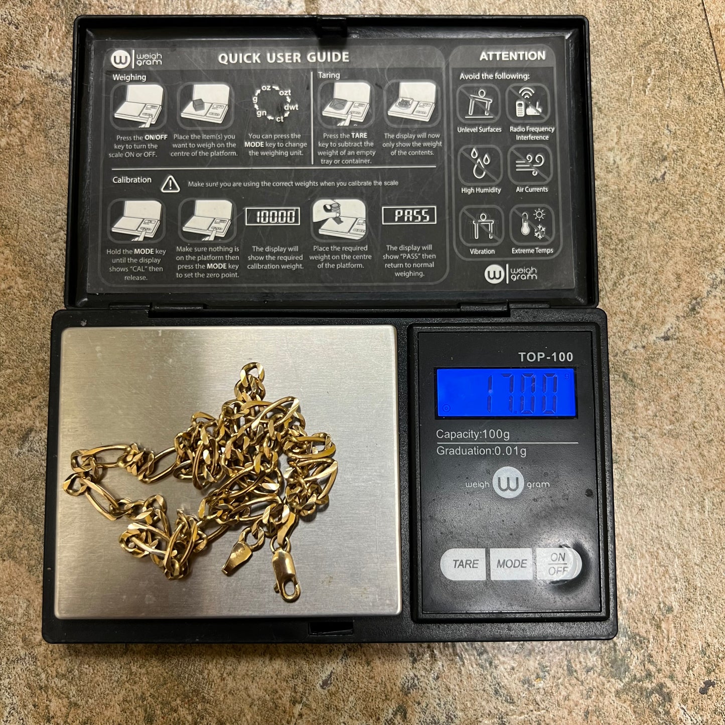 1990’s Solid 14k Yellow Gold Classic Italian Figaro Link Necklace (20”)