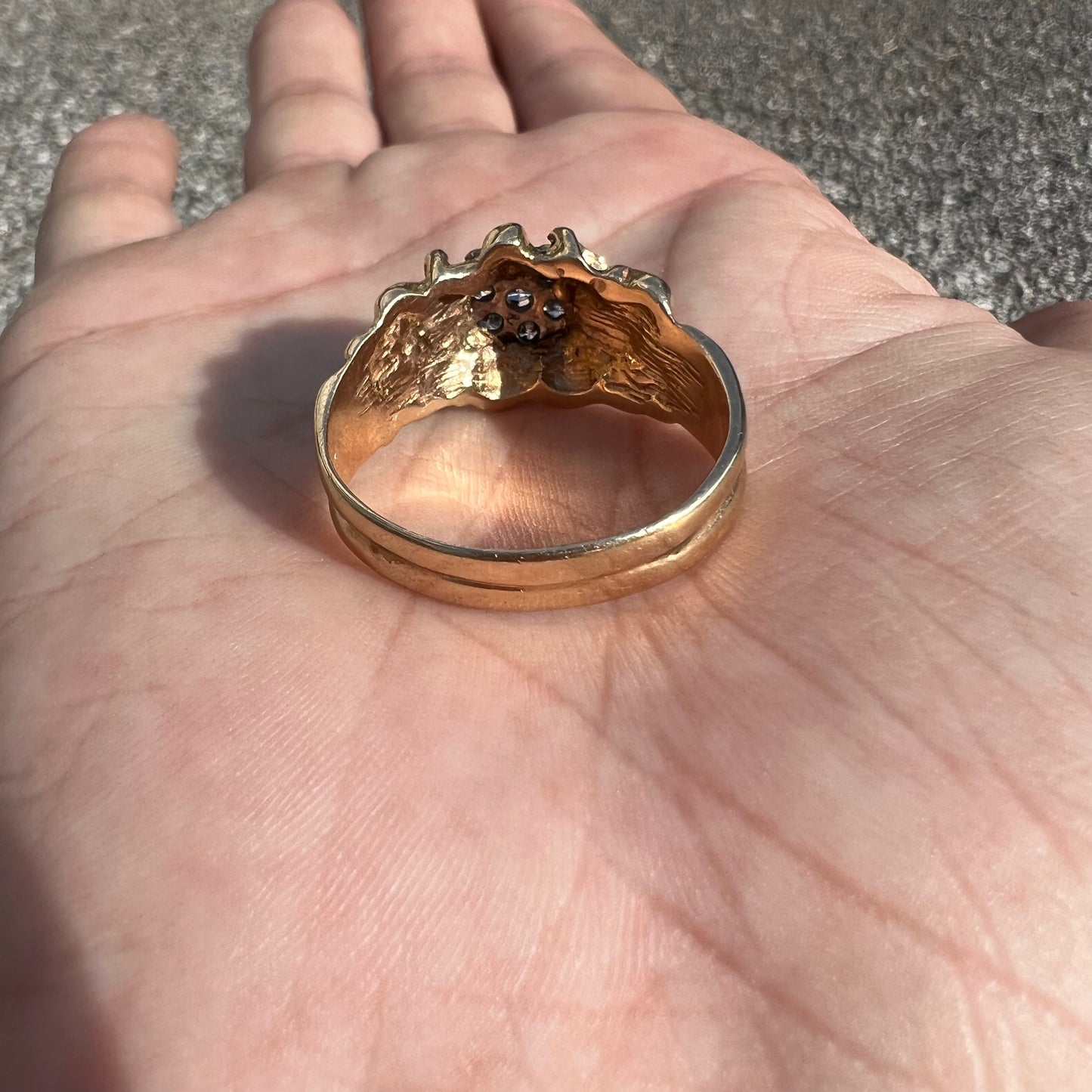 1970’s 14k Kentucky Cluster Diamond Nugget Ring (13)