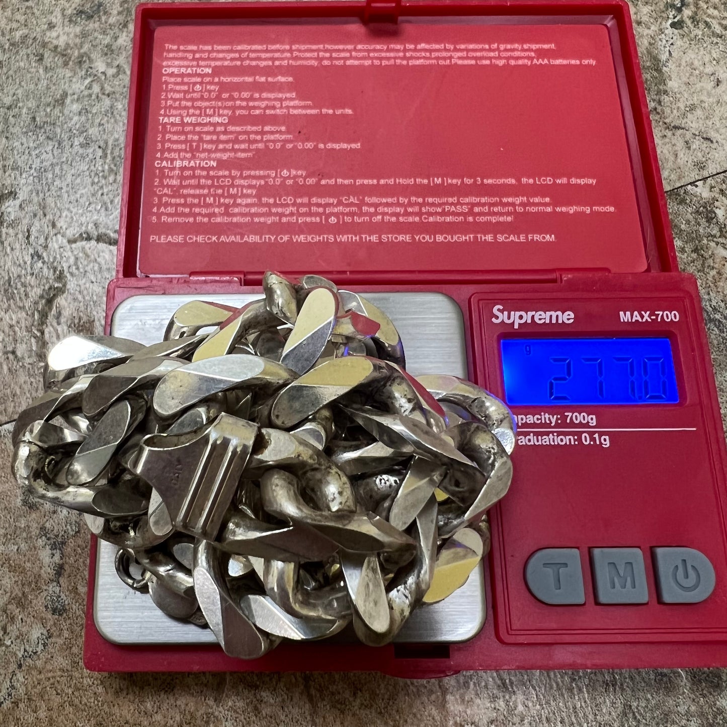 1990’s Solid Sterling/.925 Super Heavyweight Italian Cuban Link Necklace (28”)