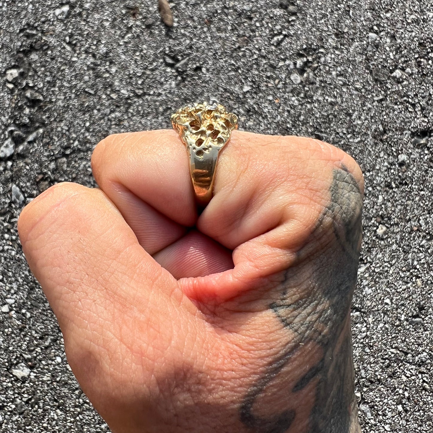 1980’s 14k Kentucky Diamond Cluster (.50CTW) Freeform Nugget Ring (9)