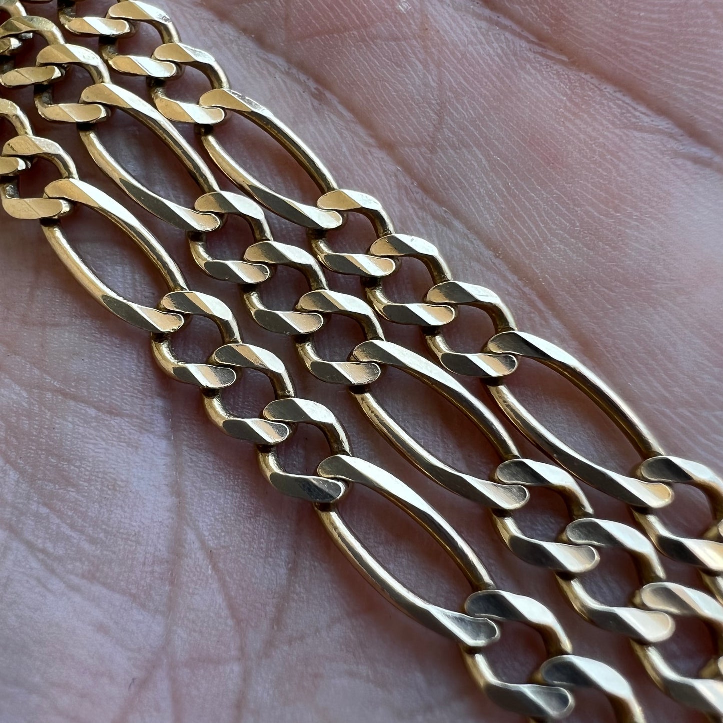 1990’s Solid 14k Yellow Gold Classic Italian Figaro Link Necklace (20”)