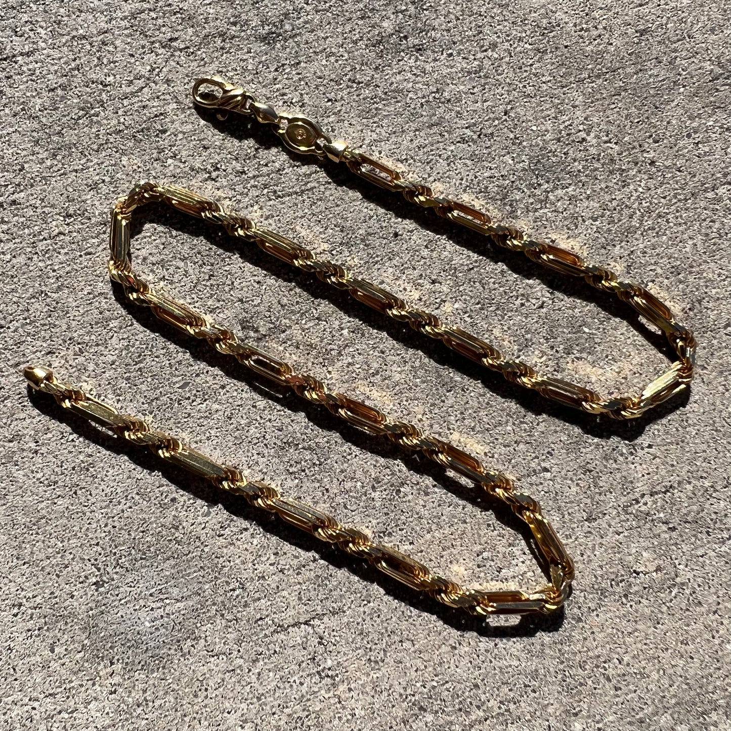 Vintage Solid 14k Yellow Gold High End Italian Designer Diamondcut Milano Rope Chain (18.5”)
