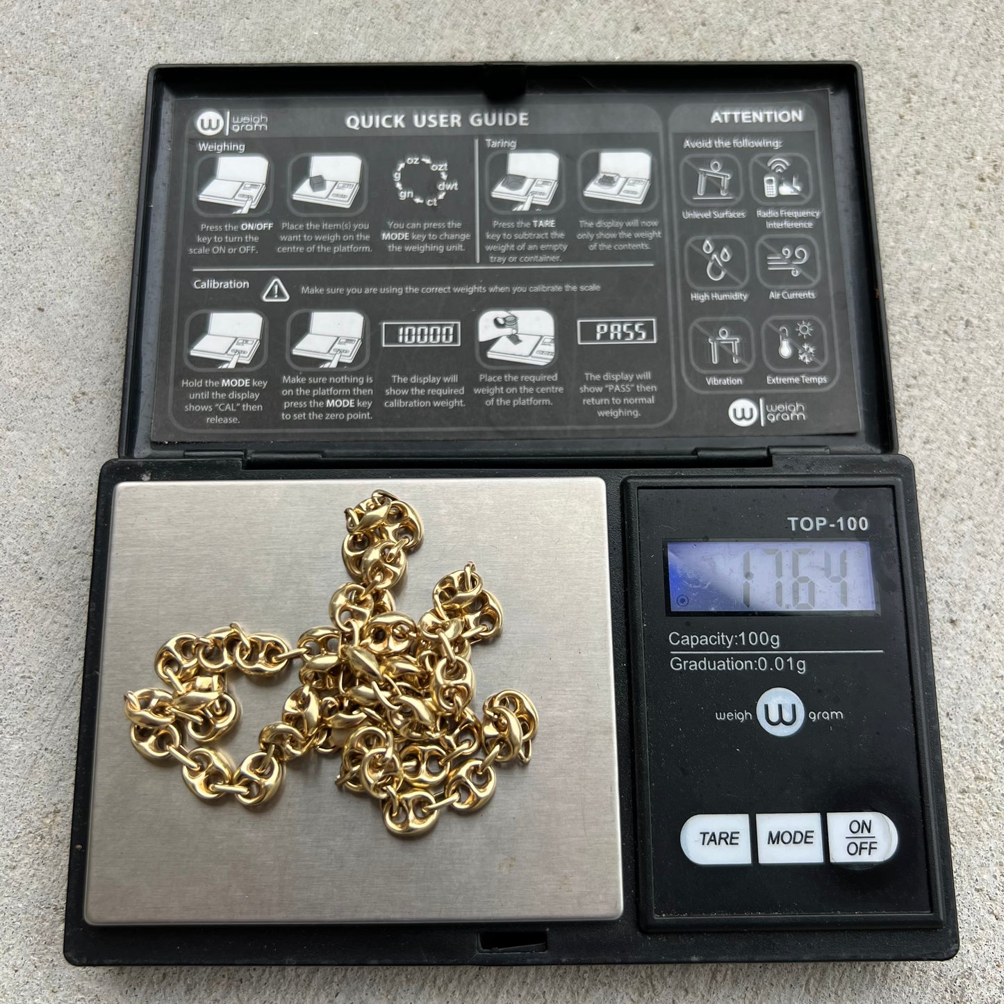 Vintage 14k Yellow Gold Classic Puffed Gucci Link Necklace (18.75”)