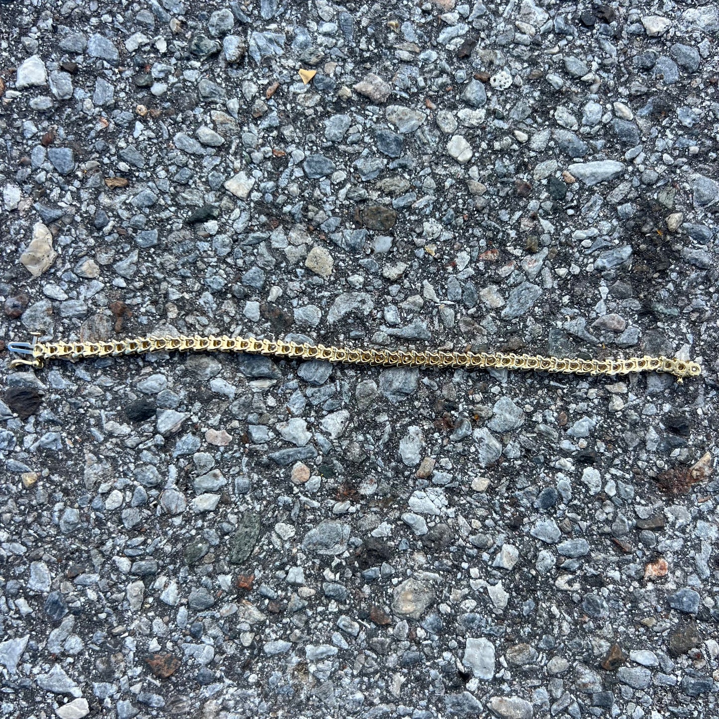 Vintage 14k Yellow Gold 2.0CTW Natural Diamond S-Link Tennis Bracelet (7”)