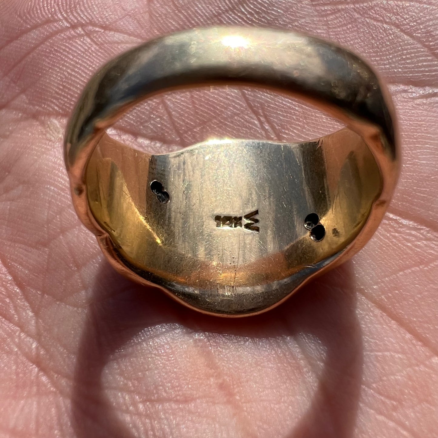 Victorian Era Solid 14k Yellow Gold Double Serpent Signet Ring (10)