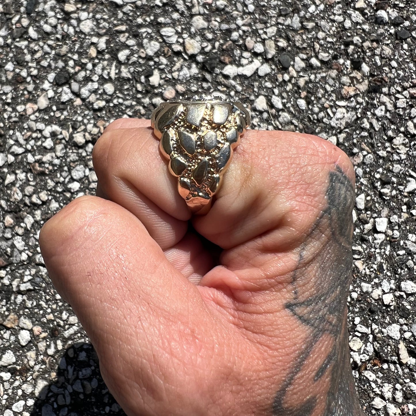 1980’s 10k Yellow Gold 3.0CTW Natural Diamond Cluster Nugget Ring (12)