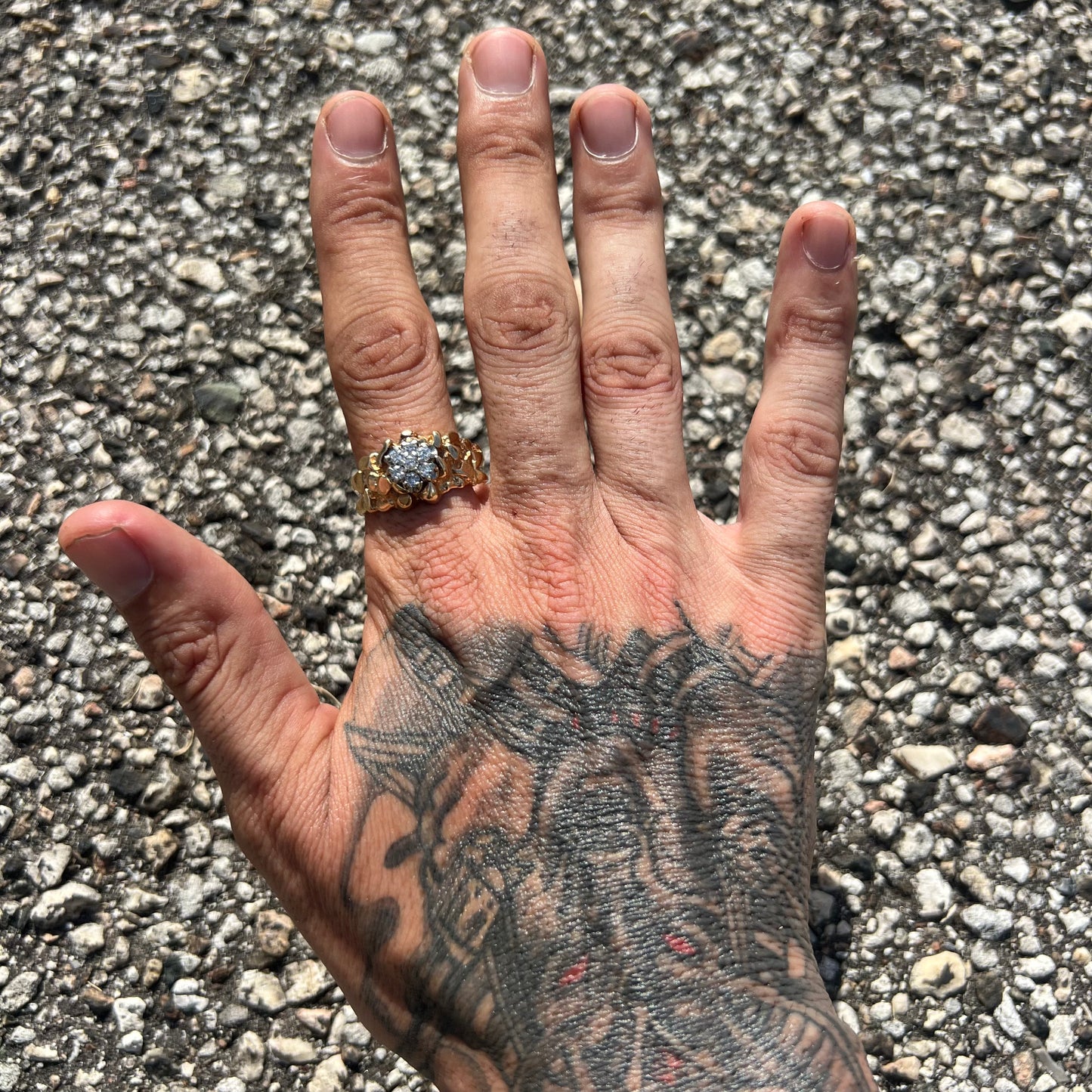 1970’s 14k Kentucky Cluster Diamond Nugget Ring (13)
