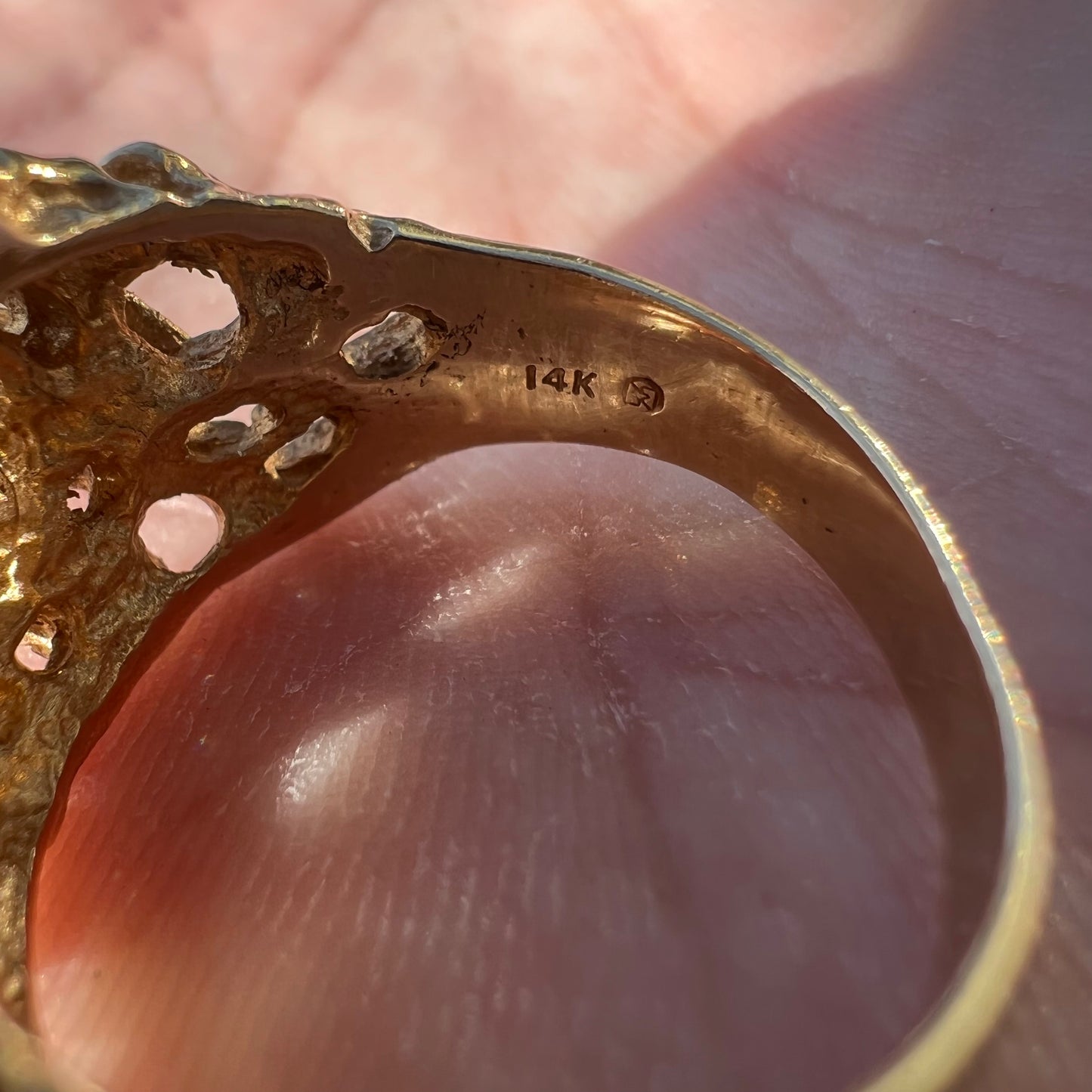 1980’s 14k Kentucky Diamond Cluster (.50CTW) Freeform Nugget Ring (9)