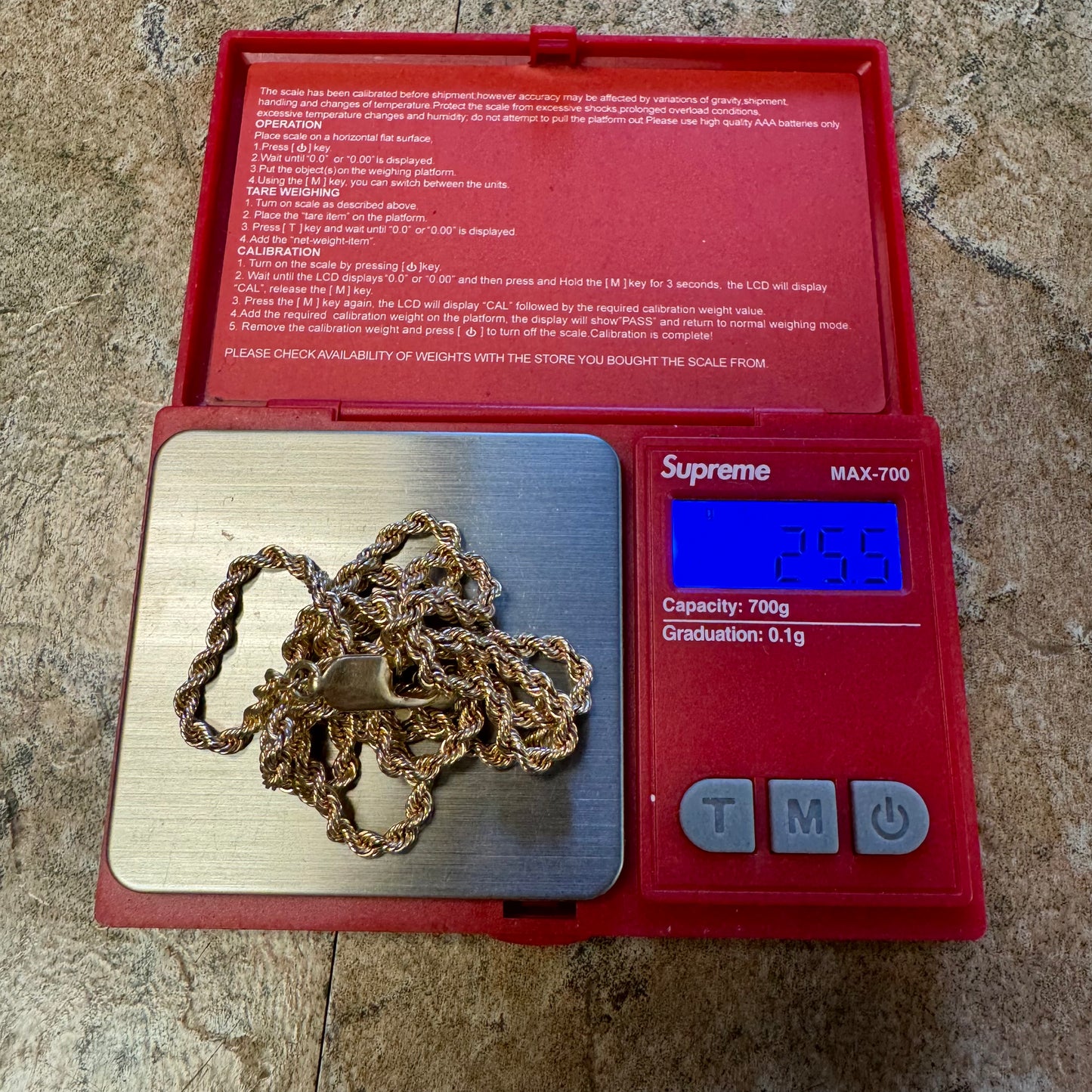 Vintage Solid 14k Yellow Gold Long Rope Chain Necklace (26.5”)