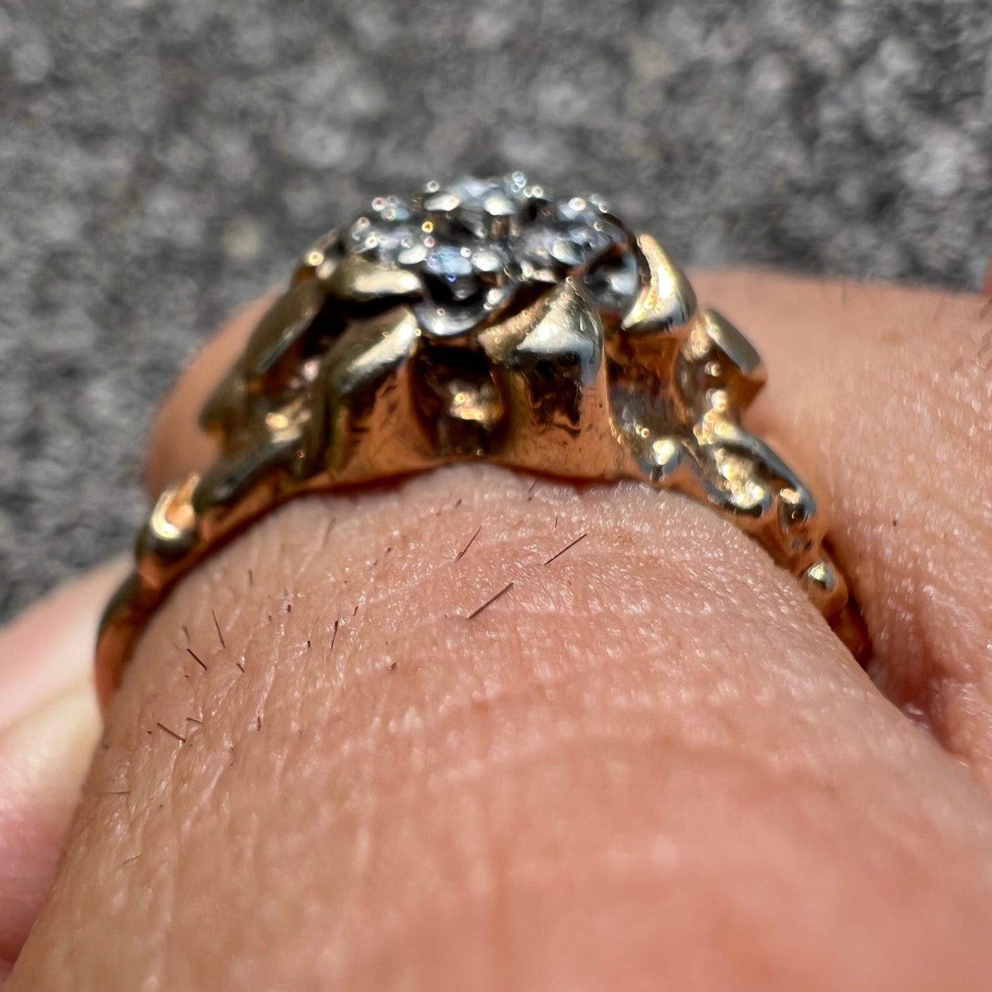 1970’s 14k Kentucky Cluster Diamond Nugget Ring (13)